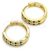 Argolla Huggie 02.266.0029.2.20 Oro Laminado, con Negro and Blanca Zirconia Cubica, Pulido, Tono Dorado