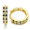 Argolla Huggie 02.266.0029.2.20 Oro Laminado, con Negro and Blanca Zirconia Cubica, Pulido, Tono Dorado