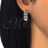 Argolla Huggie 02.266.0005.2.15 Rodio Laminado, con Zirconia Cubica Granate y Blanca, Pulido, Rodinado