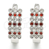 Argolla Huggie 02.266.0005.2.15 Rodio Laminado, con Zirconia Cubica Granate y Blanca, Pulido, Rodinado