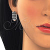 Argolla Huggie 02.266.0005.3.15 Rodio Laminado, con Zirconia Cubica Negro y Blanca, Pulido, Rodinado