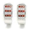 Argolla Huggie 02.266.0010.2.15 Rodio Laminado, con Zirconia Cubica Granate y Blanca, Pulido, Rodinado