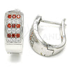 Argolla Huggie 02.266.0010.2.15 Rodio Laminado, con Zirconia Cubica Granate y Blanca, Pulido, Rodinado
