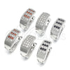 Argolla Huggie 02.266.0010.2.15 Rodio Laminado, con Zirconia Cubica Granate y Blanca, Pulido, Rodinado