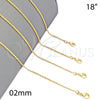Gargantilla Basica 04.09.0174.18 Oro Laminado, Diseño de Singapore, Pulido, Tono Dorado (18 Inches Length)