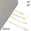 Gargantilla Basica 04.09.0174.18 Oro Laminado, Diseño de Singapore, Pulido, Tono Dorado (18 Inches Length)