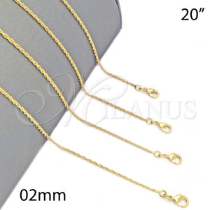 Gargantilla Basica 04.09.0174.20 Oro Laminado, Diseño de Singapore, Pulido, Tono Dorado (20 Inches Length)