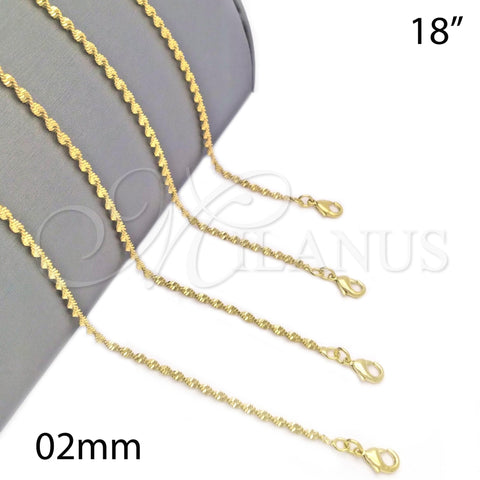 Gargantilla Basica 04.09.0176.18 Oro Laminado, Diseño de Torcido, Pulido, Tono Dorado (18 Inches Length)