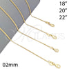 Gargantilla Basica 04.09.0177.18 Oro Laminado, Diseño de Miami Cubana, Pulido, Tono Dorado (18 Inches Length)