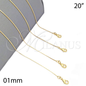 Gargantilla Basica 04.09.0179.20 Oro Laminado, Diseño de Snake, Pulido, Tono Dorado (20 Inches Length)