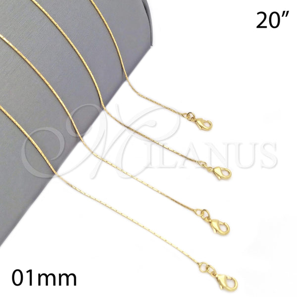 Gargantilla Basica 04.09.0179.20 Oro Laminado, Diseño de Snake, Pulido, Tono Dorado (20 Inches Length)
