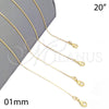 Gargantilla Basica 04.09.0179.20 Oro Laminado, Diseño de Snake, Pulido, Tono Dorado (20 Inches Length)
