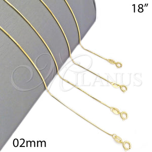 Gargantilla Basica 04.09.0180.18 Oro Laminado, Diseño de Snake, Pulido, Tono Dorado (18 Inches Length)
