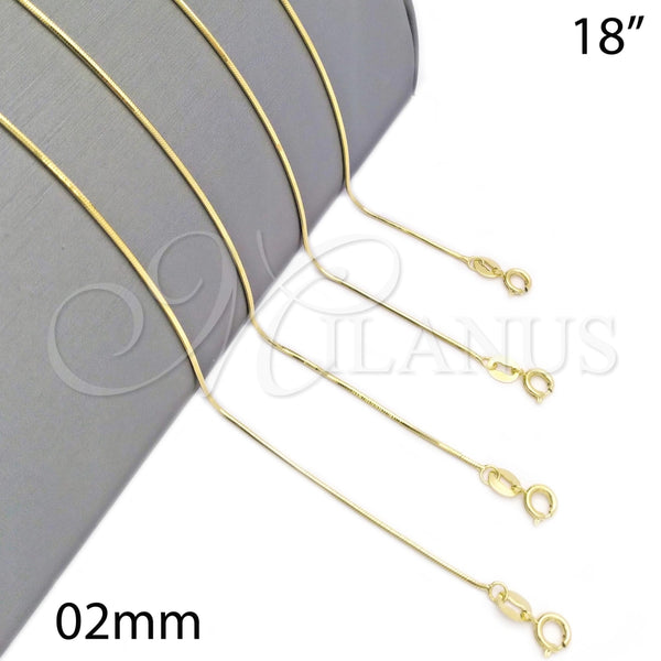 Gargantilla Basica 04.09.0180.18 Oro Laminado, Diseño de Snake, Pulido, Tono Dorado (18 Inches Length)