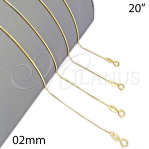 Gargantilla Basica 04.09.0180.20 Oro Laminado, Diseño de Snake, Pulido, Tono Dorado (20 Inches Length)