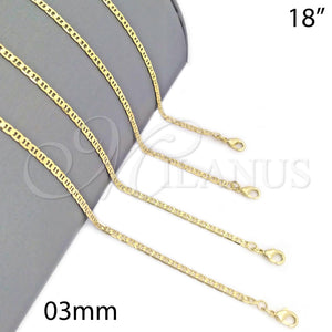 Gargantilla Basica 04.09.0182.18 Oro Laminado, Diseño de Mariner, Pulido, Tono Dorado (18 Inches Length)