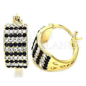 Argolla Pequeña 02.100.0072.5.15 Oro Laminado, con Negro and Blanca Cristal, Pulido, Tono Dorado