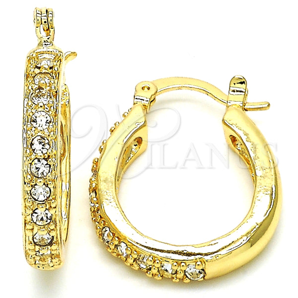 Argolla Pequeña 02.100.0091.20 Oro Laminado, con Blanca Cristal, Pulido, Tono Dorado