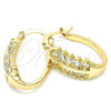 Argolla Pequeña 02.100.0092.15 Oro Laminado, con Blanca Cristal, Pulido, Tono Dorado