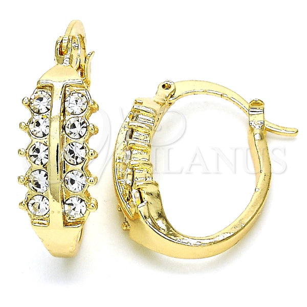 Argolla Pequeña 02.100.0092.15 Oro Laminado, con Blanca Cristal, Pulido, Tono Dorado