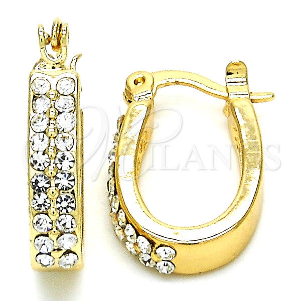 Argolla Pequeña 02.100.0095.12 Oro Laminado, con Blanca Cristal, Pulido, Tono Dorado
