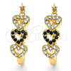 Argolla Pequeña 02.100.0096.1.20 Oro Laminado, Diseño de Corazón, con Negro and Blanca Cristal, Pulido, Tono Dorado