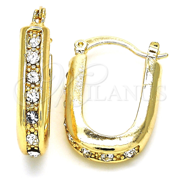 Argolla Pequeña 02.100.0097.15 Oro Laminado, con Blanca Cristal, Pulido, Tono Dorado