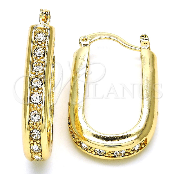 Argolla Pequeña 02.100.0097.20 Oro Laminado, con Blanca Cristal, Pulido, Tono Dorado