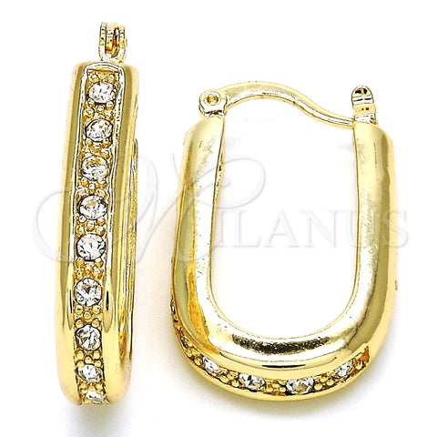 Argolla Pequeña 02.100.0097.20 Oro Laminado, con Blanca Cristal, Pulido, Tono Dorado