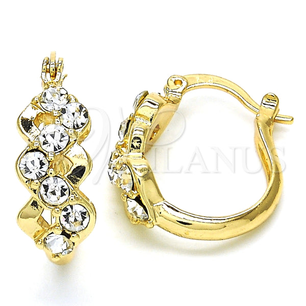 Argolla Pequeña 02.100.0098.20 Oro Laminado, con Blanca Cristal, Pulido, Tono Dorado