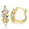 Argolla Pequeña 02.100.0098.20 Oro Laminado, con Blanca Cristal, Pulido, Tono Dorado