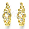 Argolla Pequeña 02.100.0099.15 Oro Laminado, con Blanca Cristal, Pulido, Tono Dorado