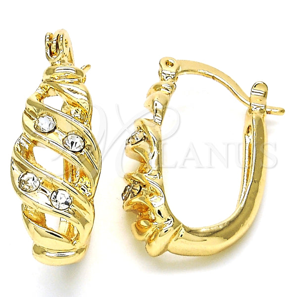 Argolla Pequeña 02.100.0099.15 Oro Laminado, con Blanca Cristal, Pulido, Tono Dorado