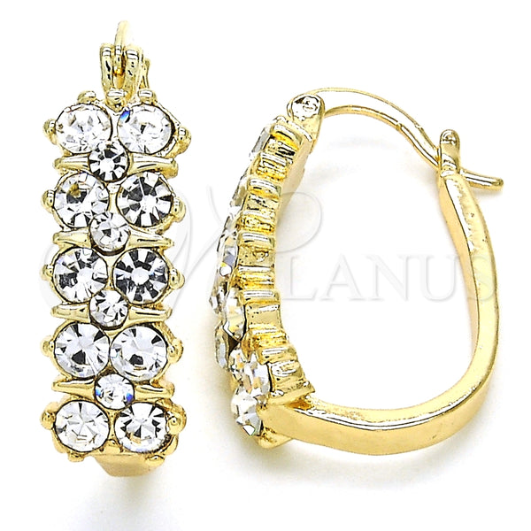 Argolla Pequeña 02.100.0101.20 Oro Laminado, con Blanca Cristal, Pulido, Tono Dorado