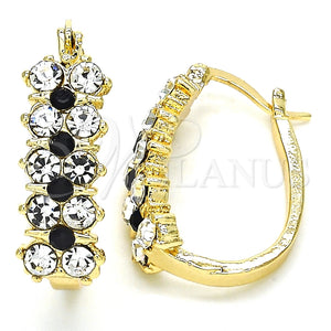Argolla Pequeña 02.100.0101.2.20 Oro Laminado, con Negro and Blanca Cristal, Pulido, Tono Dorado