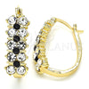 Argolla Pequeña 02.100.0101.2.20 Oro Laminado, con Negro and Blanca Cristal, Pulido, Tono Dorado