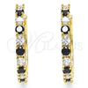 Argolla Pequeña 02.210.0095.10.25 Oro Laminado, con Zirconia Cubica Negro y Blanca, Pulido, Tono Dorado