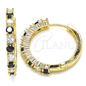 Argolla Pequeña 02.210.0095.10.25 Oro Laminado, con Zirconia Cubica Negro y Blanca, Pulido, Tono Dorado
