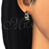 Argolla Huggie 02.210.0160.8.15 Oro Laminado, Diseño de Elefante, con Negro and Blanca Zirconia Cubica, Pulido, Tono Dorado