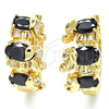 Argolla Huggie 02.210.0160.8.15 Oro Laminado, Diseño de Elefante, con Negro and Blanca Zirconia Cubica, Pulido, Tono Dorado