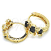 Argolla Huggie 02.210.0160.8.15 Oro Laminado, Diseño de Elefante, con Negro and Blanca Zirconia Cubica, Pulido, Tono Dorado