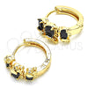 Argolla Huggie 02.210.0160.8.15 Oro Laminado, Diseño de Elefante, con Negro and Blanca Zirconia Cubica, Pulido, Tono Dorado