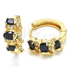 Argolla Huggie 02.210.0160.8.15 Oro Laminado, Diseño de Elefante, con Negro and Blanca Zirconia Cubica, Pulido, Tono Dorado