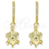 Argolla Huggie 02.63.2667.20 Oro Laminado, Diseño de Tortuga, con Blanca Zirconia Cubica, Pulido, Tono Dorado