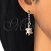 Argolla Huggie 02.63.2667.2.20 Oro Laminado, Diseño de Tortuga, con Negro Zirconia Cubica and Blanca Cristal, Pulido, Tono Dorado