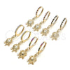 Argolla Huggie 02.63.2667.3.20 Oro Laminado, Diseño de Tortuga, con Multicolor Zirconia Cubica, Pulido, Tono Dorado