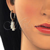 Argolla Huggie 02.63.2668.20 Oro Laminado, Diseño de Búho, con Blanca Zirconia Cubica, Pulido, Tono Dorado