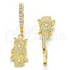 Argolla Huggie 02.63.2668.20 Oro Laminado, Diseño de Búho, con Blanca Zirconia Cubica, Pulido, Tono Dorado