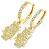 Argolla Huggie 02.63.2668.20 Oro Laminado, Diseño de Búho, con Blanca Zirconia Cubica, Pulido, Tono Dorado