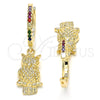Argolla Huggie 02.63.2668.3.20 Oro Laminado, Diseño de Búho, con Multicolor Zirconia Cubica, Pulido, Tono Dorado